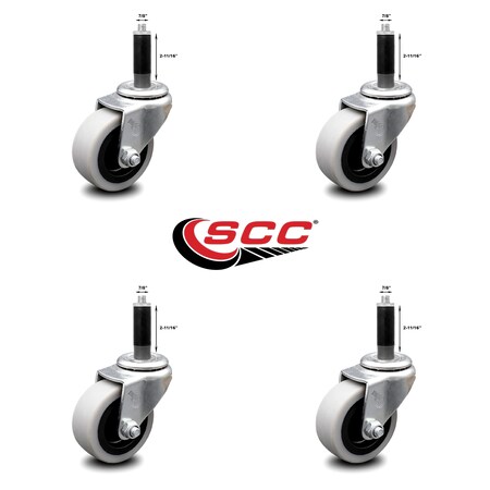 Service Caster 2 Inch Thermoplastic Rubber Wheel 7/8 Inch Expanding Stem Caster SCC, 4PK SCC-EX05S210-TPRS-78-4